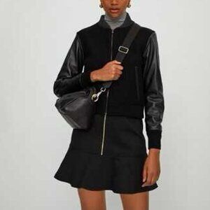 Whistles Ponte Peplum Exposed Zipper Mini Skirt